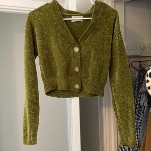 Urban outfitters green cropped cardigan sweater